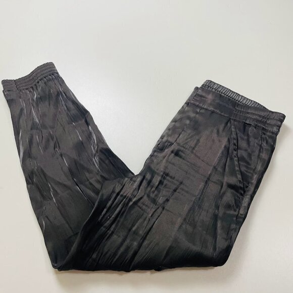 Anthropologie High Waist Metallic Shimmer Utility Cargo Joggers Sage Army Green - Picture 12 of 15